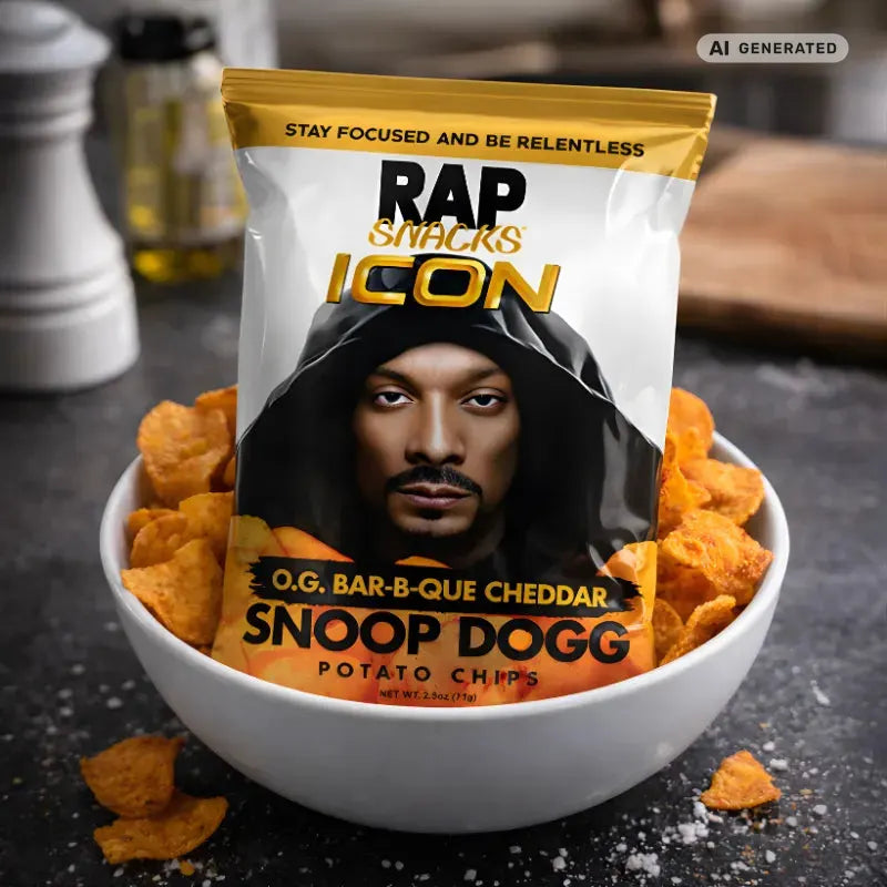 Rap Snacks Snoop Dogg Cheddar BBQ Chips 71g blok1