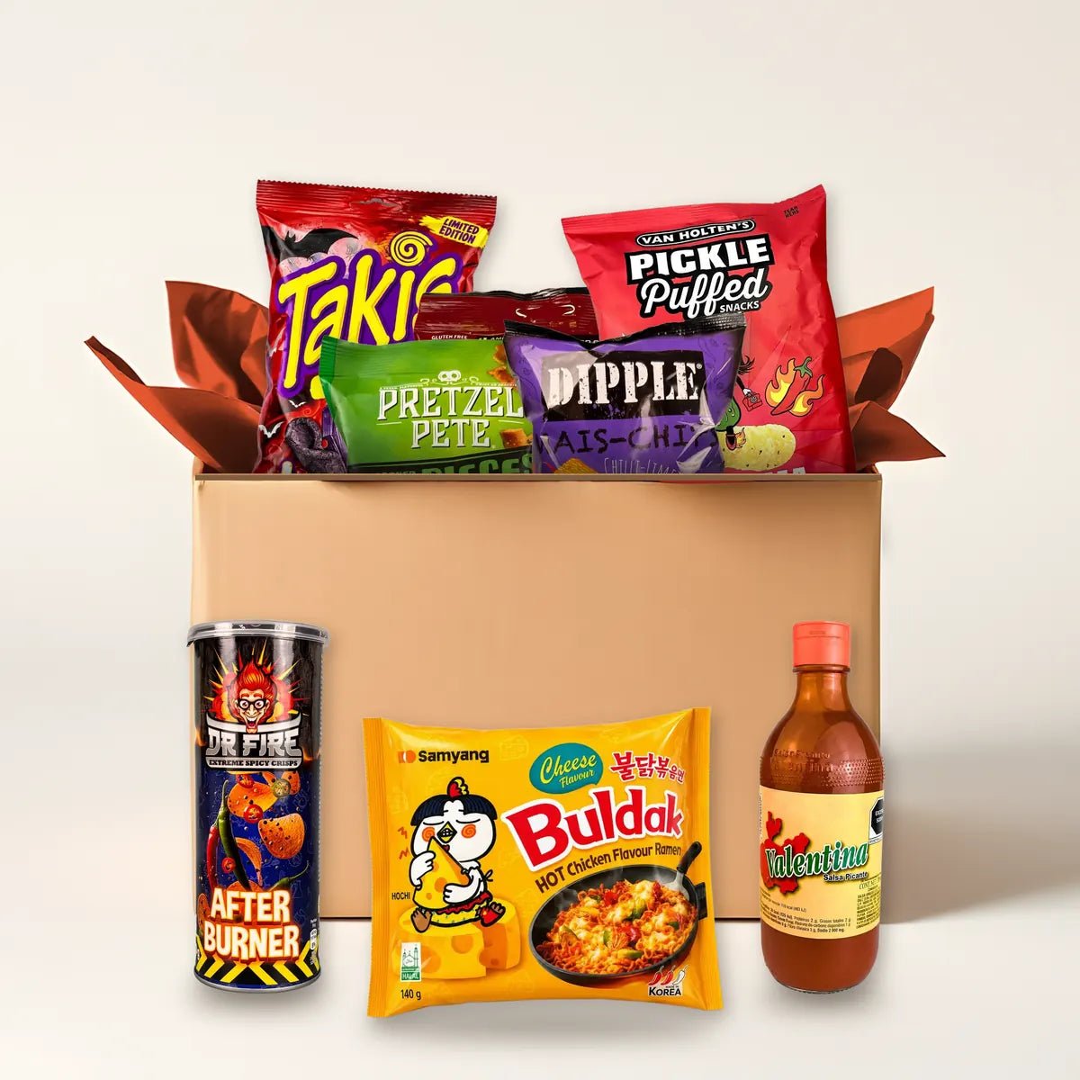 Scharf-Challenge XXL Box mit 24 scharfen Snacks und Saucen kaufen - MiMa&