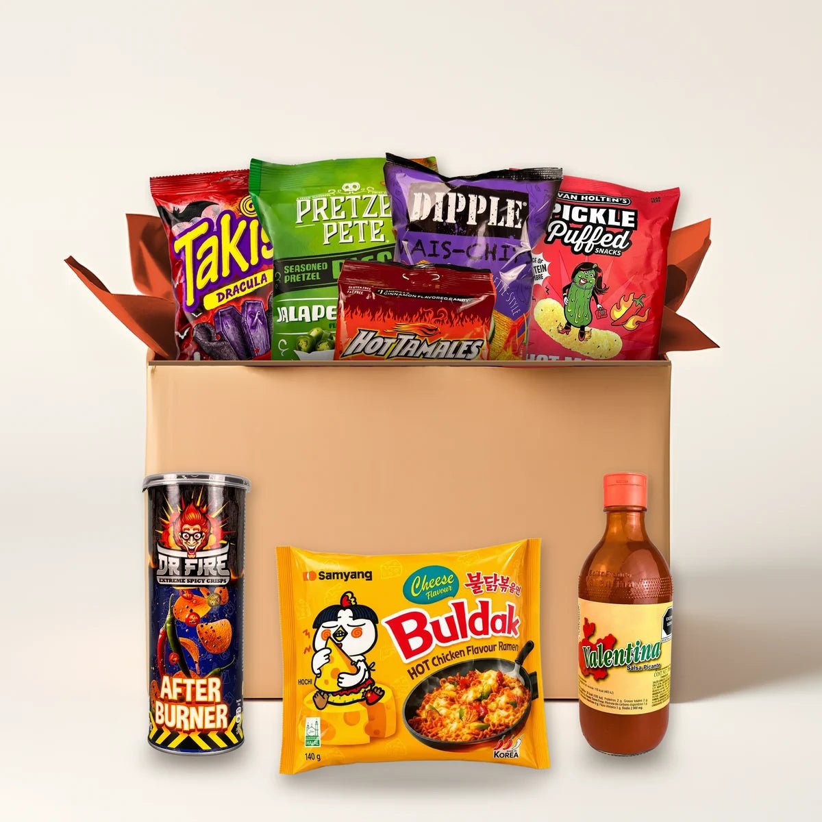 Scharf-Challenge XXL Box mit 24 scharfen Snacks und Saucen kaufen - MiMa&