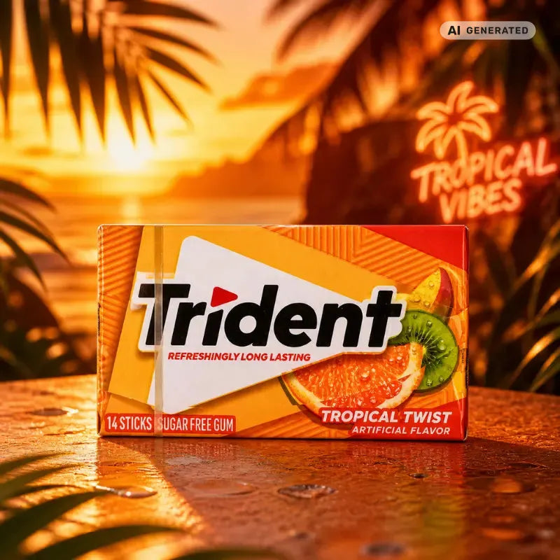 Trident Tropical Twist 31g – Zuckerfreier Kaugummi mit tropischem Fruchtgeschmack kaufen - MiMa's Sweets House-blok1