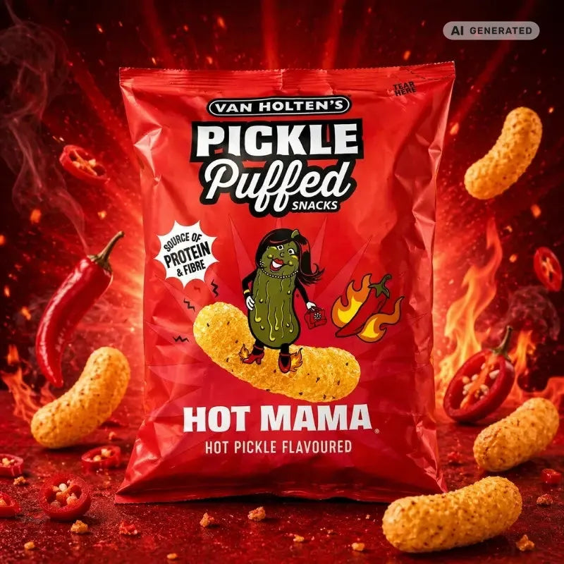 Van Holten's Pickle Puffs Hot Mama 90g-blok1